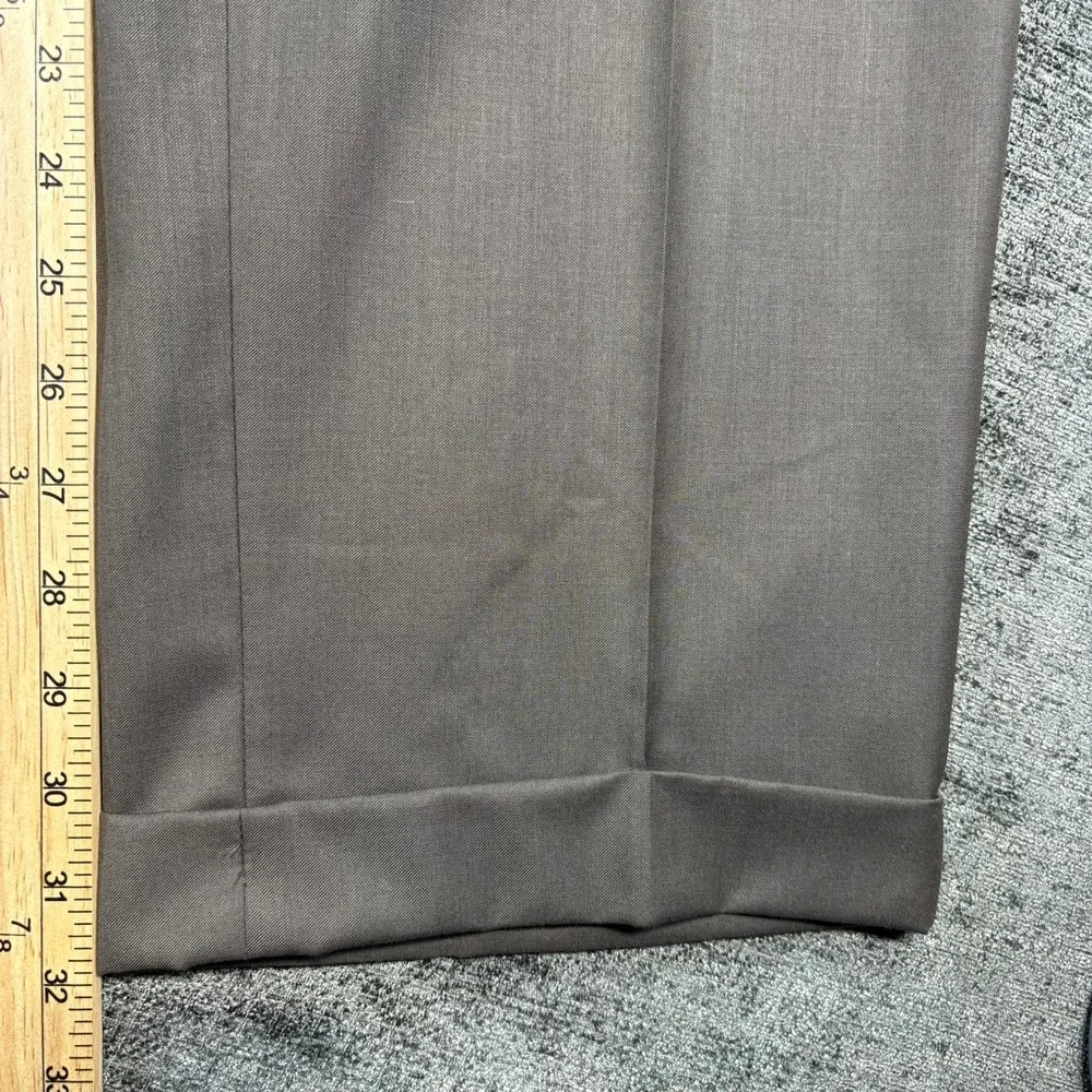 Lauren Ralph Lauren Dress Pants Mens 38 Brown Pleated Cuffed Trousers 1207